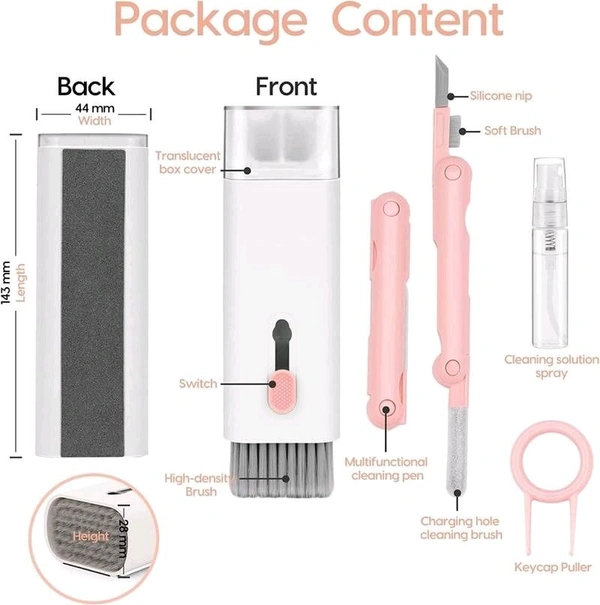 7 in 1 Electronic Cleaner kit, Cleaning Kit for Monitor Keyboard Keyboard Airpods Airpods MacBook iPad iPhone iPod, Screen Dust Brush Including Soft Sweep, Swipe, Airpod Cleaner Pen, Key Puller and Spray Bottle