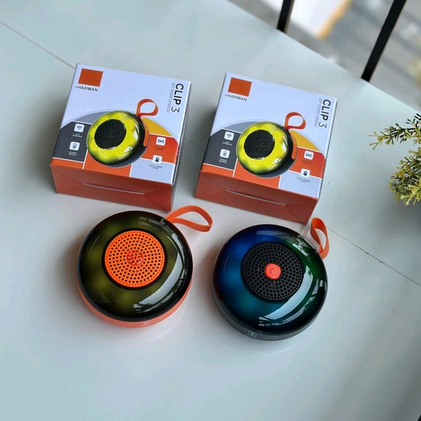 CLIP 3 RGB Portable Wireless Speaker, Wireless Speaker with LED Lights - Clear Sound, TF-Card Inputs, Fast Pairing, Lightweight Design for Outdoor Use - Ideal Gift - Orange