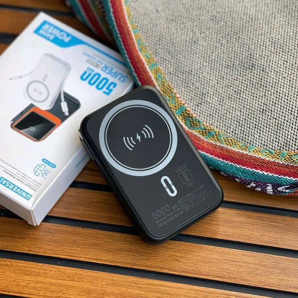 Universal 5000mAh Magnetic Wireless Power Bank – Ultra Portable & Fast Charging - 1 Month Cybzone Warranty