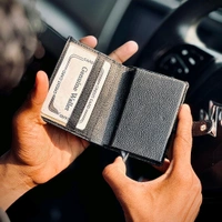 New High Quality Leather Pop-up Wallet With Brand Name Box Packing | Best Quality Collection - Black