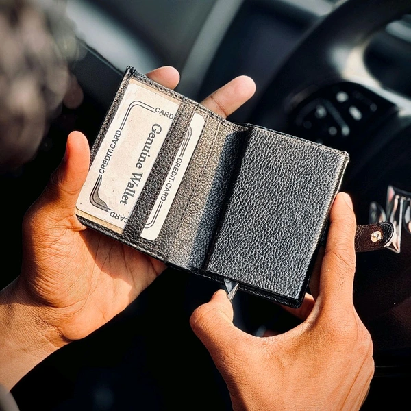 New High Quality Leather Pop-up Wallet With Brand Name Box Packing | Best Quality Collection - Black