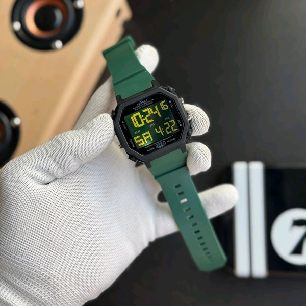 New Forest Digital Watch With High Quality Strap Best finishing Body & Case, LCD Backlight Alarm Clock with Date & Time Display, Non-Rechargeable Button Battery, Digital Timepiece Youth Fashion Watch - Green