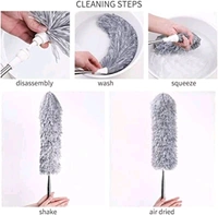 Microfiber Feather Duster for Cleaning with Telescopic Extension Pole Long Up to 100 Inches Bendable Head, Scratch-Resistant Washable Duster for High Ceiling Fan Car Furniture Home Window Blinds Furniture Roof Cleaner 