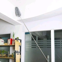 Microfiber Feather Duster for Cleaning with Telescopic Extension Pole Long Up to 100 Inches Bendable Head, Scratch-Resistant Washable Duster for High Ceiling Fan Car Furniture Home Window Blinds Furniture Roof Cleaner 