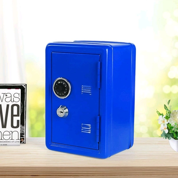 Mini Metal Cash Box, Safe Creative Piggy Bank Key Insurance Cabinet Children's Coin Bank Locker Key Lock Box Wall Mount with 2 Key, Coin Depository Safe Small Key Lock Money Safe with Drop Slot Money Savings Bank for Kids Gift Favor (1 Pc)