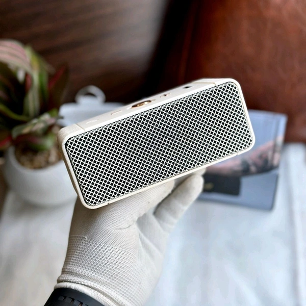 Portable Wireless Speaker - Stereo Sound, Button Control, USB Charging, Dolby Sound Enhance, Powerful Audio Setup, Rechargeable, Wireless, USB Connector, Mini Desktop Computer Speaker with TF/AUX Modes - White
