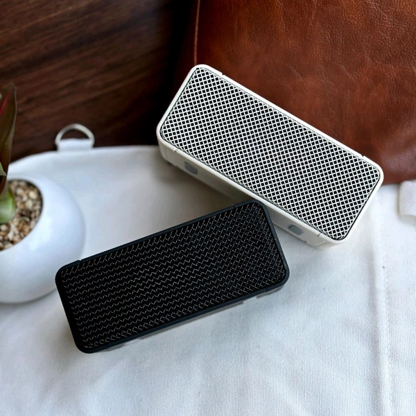 Portable Wireless Speaker - Stereo Sound, Button Control, USB Charging, Dolby Sound Enhance, Powerful Audio Setup, Rechargeable, Wireless, USB Connector, Mini Desktop Computer Speaker with TF/AUX Modes - White