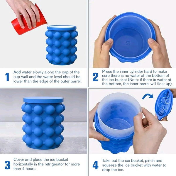 Silicone Ice Cube Maker Bucket Revolutionary Space Saving Ice-Ball Makers For Home, Party and Picnic.
