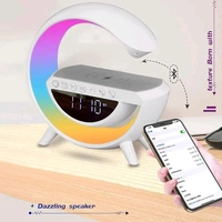G Lamp Speaker - 3-in-1 Bluetooth Speaker with Fast Wireless Charging, RGB Light, and Sunrise Alarm Clock for Bedroom & Bedside Table (1 Pc)