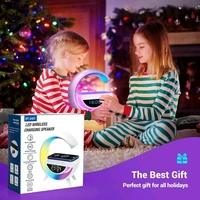 G Lamp Speaker - 3-in-1 Bluetooth Speaker with Fast Wireless Charging, RGB Light, and Sunrise Alarm Clock for Bedroom & Bedside Table (1 Pc)