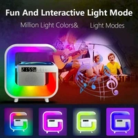 Multi-function Wireless Speaker Audio Desk Lamp Wireless Charger Wireless Playback Speaker RGB Desk Lamp Dazzling LED Colourful Lights Desktop Desk Lamp Sound With Alarm Clock Function And Time Display TF Card Playback (1 Pc)