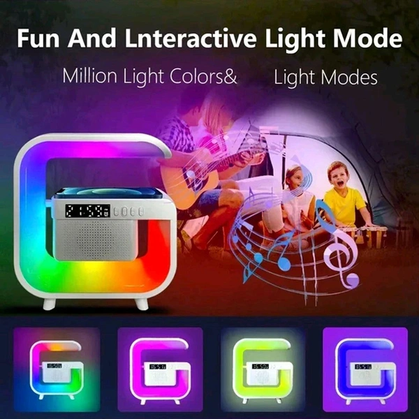 Multi-function Wireless Speaker Audio Desk Lamp Wireless Charger Wireless Playback Speaker RGB Desk Lamp Dazzling LED Colourful Lights Desktop Desk Lamp Sound With Alarm Clock Function And Time Display TF Card Playback (1 Pc)
