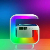 Multi-function Wireless Speaker Audio Desk Lamp Wireless Charger Wireless Playback Speaker RGB Desk Lamp Dazzling LED Colourful Lights Desktop Desk Lamp Sound With Alarm Clock Function And Time Display TF Card Playback (1 Pc)