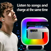 Multi-function Wireless Speaker Audio Desk Lamp Wireless Charger Wireless Playback Speaker RGB Desk Lamp Dazzling LED Colourful Lights Desktop Desk Lamp Sound With Alarm Clock Function And Time Display TF Card Playback (1 Pc)