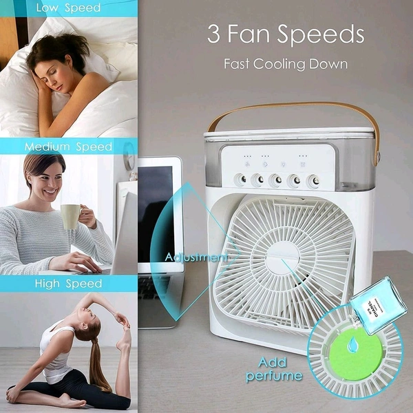 Portable Air Conditioner Fan 7 Color Changing Light Personal Air Cooler Desk Cooling Fan (Big / 1 Pc)