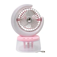Camping Fan with LED Light | USB Powered Quiet Personal Fan | Portable Humidifying Fan | 3 Speeds Adjustable USB Rechargeable Fan for Outdoor Camping Hiking (1 Pc / Plug & Play Fan)