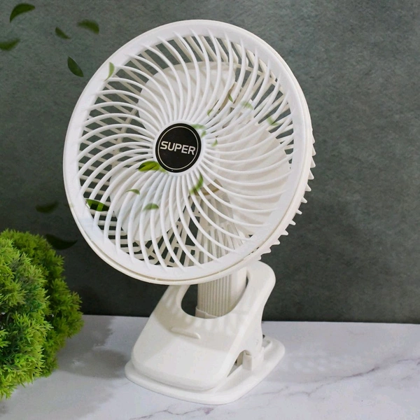 Multifunctional USB Desk Fan Low Noise Personal For Hiking Home Office Clipped Fan (1 Pc / With Brown Box) Plug & Play Fan 