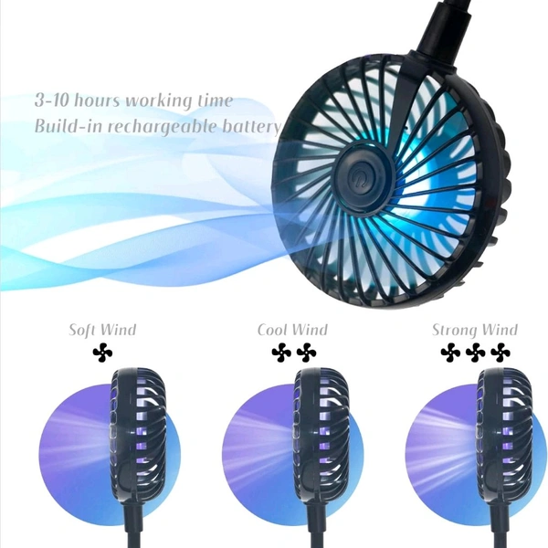 Portable USB Battery Rechargeable Mini Fan - Headphone Design Wearable Neckband Fan