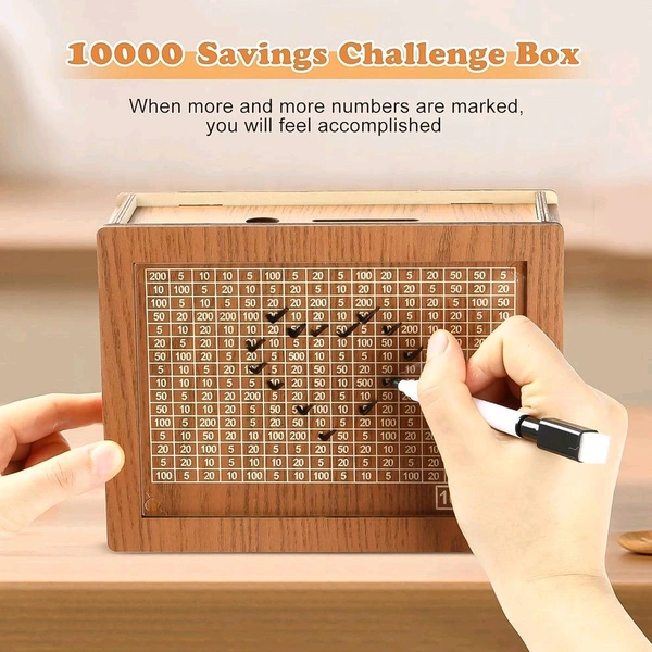 Wooden Money/Piggy Bank, Money Box, Coin Box with Carved Design for Kids/Children, Savings Challenge Box, Cash Vault Wooden Savings Box, Coin Piggy Bank, Money Save Box Smash, Money Saver 