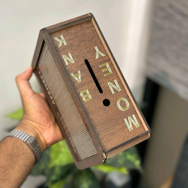 Wooden Money/Piggy Bank, Money Box, Coin Box with Carved Design for Kids/Children, Savings Challenge Box, Cash Vault Wooden Savings Box, Coin Piggy Bank, Money Save Box Smash, Money Saver 
