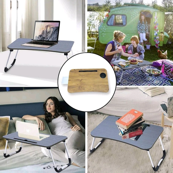 Multi-Purpose Laptop Desk for Study and Reading with Foldable, Cupholder & Drawer Non-Slip Legs Reading Table Tray, Laptop Table, Laptop Stands, Laptop Desk, Foldable Study Laptop Table