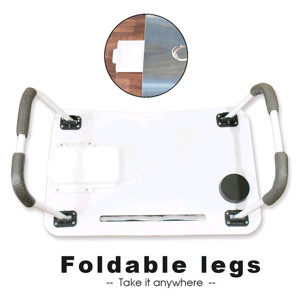 Multi-Purpose Laptop Desk for Study and Reading with Foldable, Cupholder & Drawer Non-Slip Legs Reading Table Tray, Laptop Table, Laptop Stands, Laptop Desk, Foldable Study Laptop Table