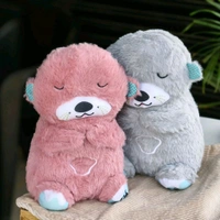 Portable Breathing Teddy Bear Soft Toy Plush Sound Machine, Baby Gift with Music, Lights & Breathing Motion Infant Toys for Newborns, Soft Breathing Stitch Teddy - Pink