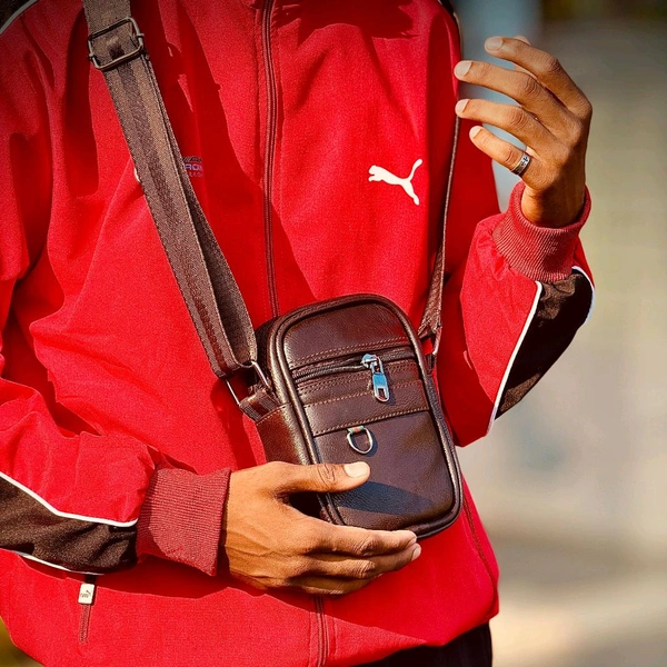 Premium Leather Crossbody Sling Bag – Compact, Stylish & Multi-Pocket Design for Everyday Use - SRB2
