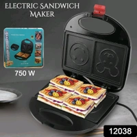 Electric Panini Maker, Double Sided Heating 750W Electric Sandwich Maker 3 in 1 for Apartment for RV Travel, EU Plug (1 Pc)
