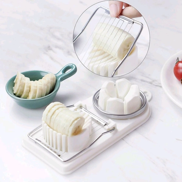 Egg Slicer, Egg Cutter, Egg Slicer for Hard Boiled Eggs Quickly and Effectively, 2 in 1 Stainless Steel Egg Slicer (1 Pc)