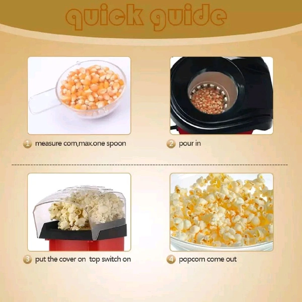 Oil-Free Hot Air Popcorn Maker – Quick, Easy, & Healthy Snack for Home