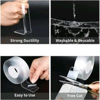 Sticky Double Sided Tape Washable Adhesive Tape Reusable  - 3 Meter