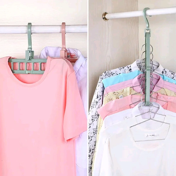 HOLE PLASTIC HANGER HANGING HOOK INDOOR WARDROBE CLOTHES ORGANIZATION STORAGE BALCONY WINDOWSILL SUIT RACKS - Pack Of 5