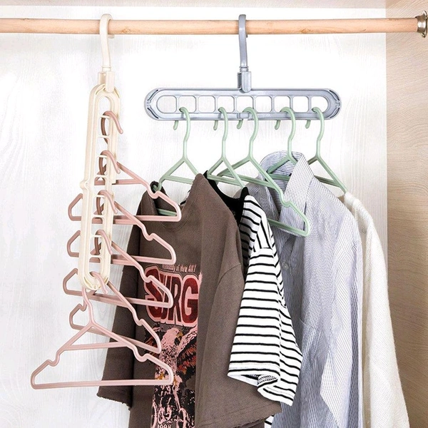 Multifunctional Magic Hangers Nine Holes Hangers Space Saving Clothes Hangers Closet Organizer Hanger - Pack Of 5