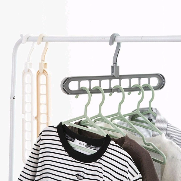 Multifunctional Magic Hangers Nine Holes Hangers Space Saving Clothes Hangers Closet Organizer Hanger - Pack Of 5