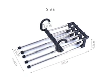 Household Plastic & Stainless Steel 5 In 1 Multi-Layered Mass Pant Hangers, Folding Storage Pant Rack Shelves
 - Pack Of 2