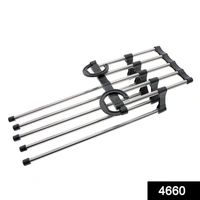 Household Plastic & Stainless Steel 5 In 1 Multi-Layered Mass Pant Hangers, Folding Storage Pant Rack Shelves
 - Pack Of 2
