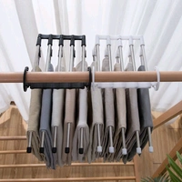 Household Plastic & Stainless Steel 5 In 1 Multi-Layered Mass Pant Hangers, Folding Storage Pant Rack Shelves
 - Pack Of 4