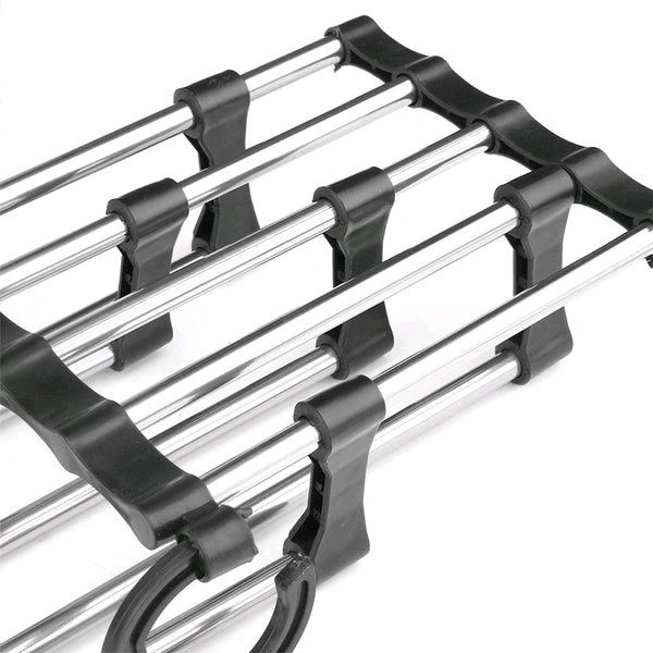 Household Plastic & Stainless Steel 5 In 1 Multi-Layered Mass Pant Hangers, Folding Storage Pant Rack Shelves
 - Pack Of 4