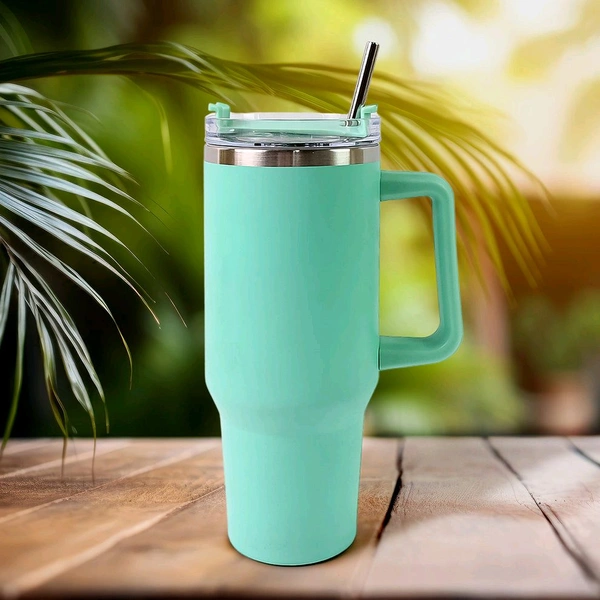 1200 ML Insulated Tumbler with Lid and Straw | Stainless Steel Tumbler with Handle & Straw | Best for Travelling, Sport, Office, Gym & Outdoor for Adults Best for Gifting Thermal Cope Beer