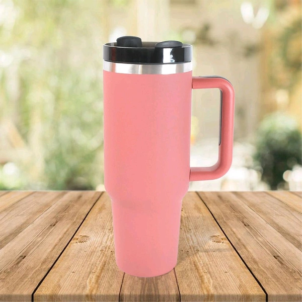Stainless Steel Vacuum Insulated Tumbler With Lid, Handle, And Straw For Water, Coffee Mug, Iced Tea, Keeps Drinks Cold For 24 Hours Or Hot, Car cupholder, (Approx 1200 Ml)