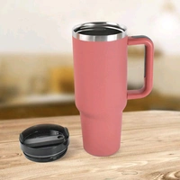 Stainless Steel Vacuum Insulated Tumbler With Lid, Handle, And Straw For Water, Coffee Mug, Iced Tea, Keeps Drinks Cold For 24 Hours Or Hot, Car cupholder, (Approx 1200 Ml)