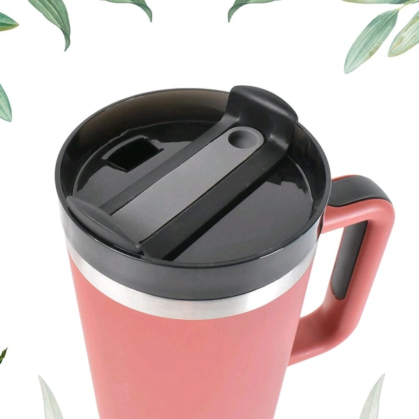 Stainless Steel Vacuum Insulated Tumbler With Lid, Handle, And Straw For Water, Coffee Mug, Iced Tea, Keeps Drinks Cold For 24 Hours Or Hot, Car cupholder, (Approx 1200 Ml)
