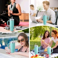 Stainless Steel Vacuum Insulated Tumbler With Lid, Handle, And Straw For Water, Coffee Mug, Iced Tea, Keeps Drinks Cold For 24 Hours Or Hot, Car cupholder, (Approx 1200 Ml)
