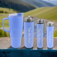 Plastic Water Bottle 3 Different Size Bottle & 1 pc Tumbler With Straw High Quality Water Bottle Plastic Water Bottle BPA-Free & Leak-Proof Cute Design for Kids' School, For Fridge, Office, Sports, School, Gym, Yoga (4 Pc Set)