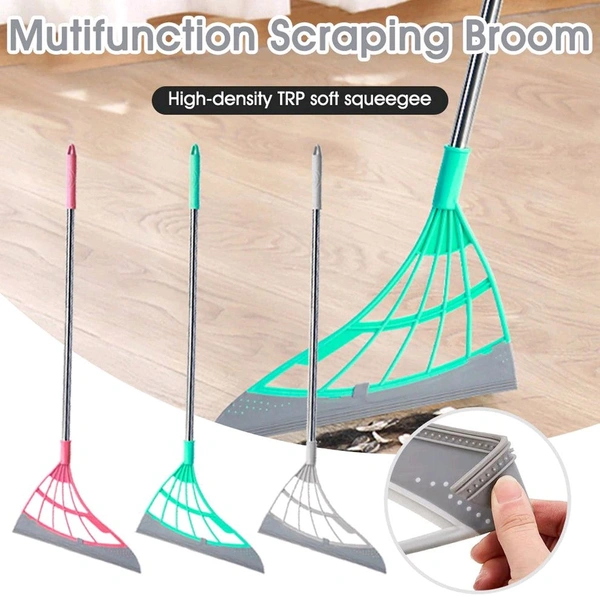 Universal Multifunction Durable Eco-Friendly 2-in-1 Magic Broom Wiping Sweeper TPR Broom with Scraper, Bathroom Wiper Broom