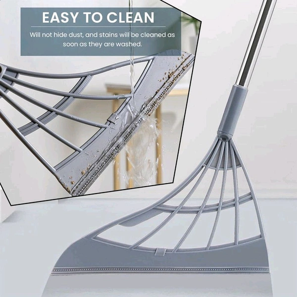 Universal Multifunction Durable Eco-Friendly 2-in-1 Magic Broom Wiping Sweeper TPR Broom with Scraper, Bathroom Wiper Broom