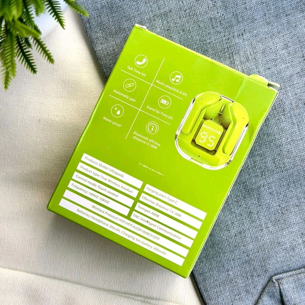 Wireless Bluetooth Earbuds, Stereo in-Ear Headset Earphone, Bluetooth Headphones With Automatic Pair - Neon Green