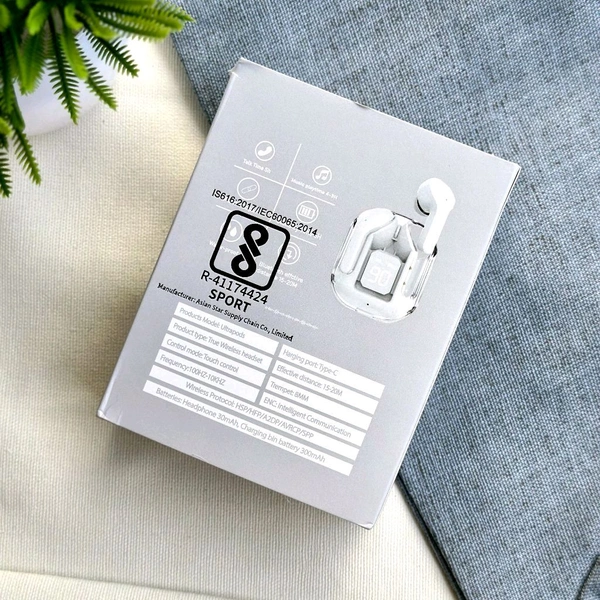 Wireless Bluetooth Earbuds, Stereo in-Ear Headset Earphone, Bluetooth Headphones With Automatic Pair - White