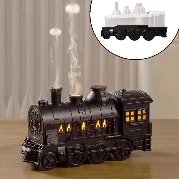 Portable Mini Humidifier, 300ml Retro Train Humidifier for Bedroom, Living Room, Office Ultrasonic Magic Train Humidifier, 2 Spray / Night Light Modes, Long-lasting Miniaturization